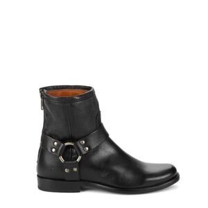 FRYE Phillip Harness Moto Black Leather Short Ankle Boots‎ Size 9
